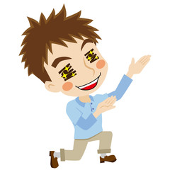 崇拝する２頭身の青年