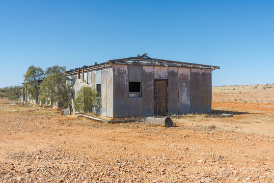 abandoned shearing shed outback Australia.