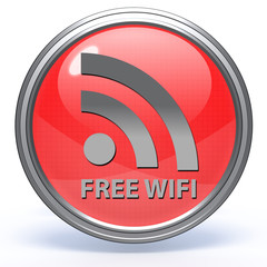 Free wifi circular icon on white background