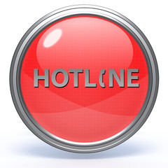 Hotline circular icon on white background
