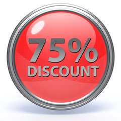 Discount 75 circular icon on white background