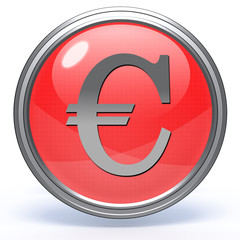 Euro circular icon on white background