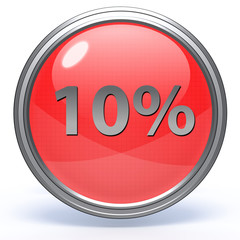 Ten percent circular icon on white background