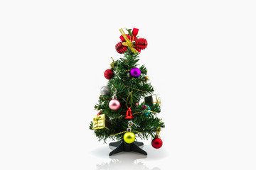 Christmas tree with colorful ornaments.