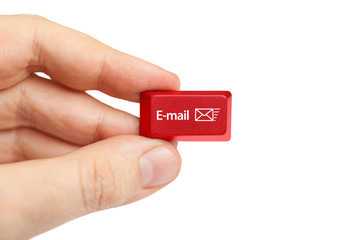 hand holding e-mail computer key