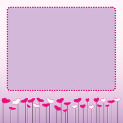 signboard with pink heart flowers valentine card