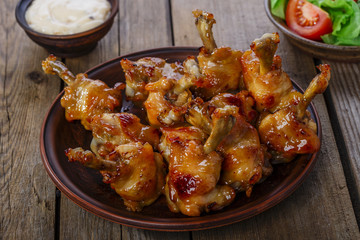 honey glazed chicken wing with sauce