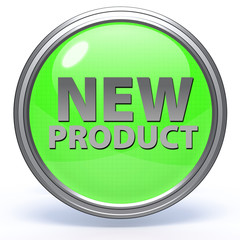 new product circular icon on white background