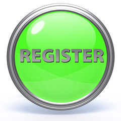 register circular button on white background
