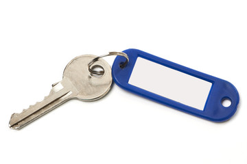 Key with blue trinket isolated