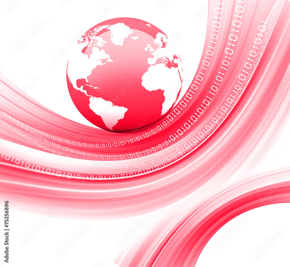 Poster digital world on abstract background .