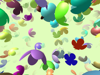 Flying flowers generated 3D background