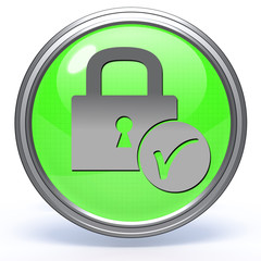 Lock circular icon on white background