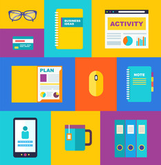 Vector business collection of flat and colorful web icons