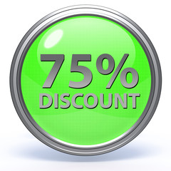 Discount 75 circular icon on white background