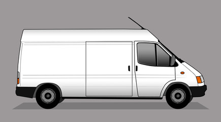 Illustration of white delivery car