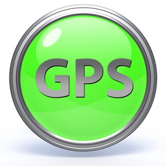 Gps circular icon on white background