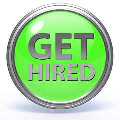 Get hired circular icon on white background