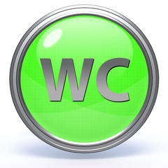 WC circular icon on white background