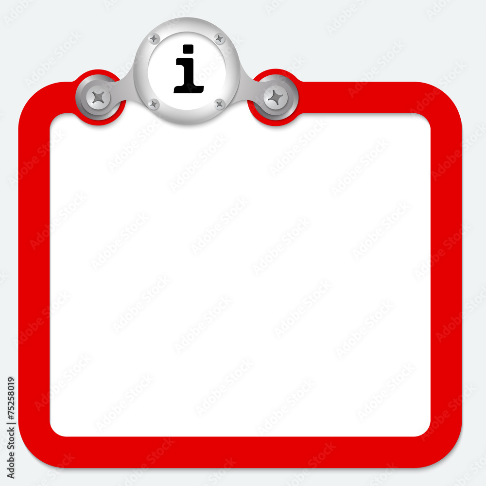 Poster red frame for text and info symbol