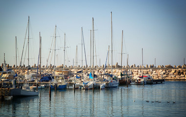 Fototapeta na wymiar romantic marina with yachts