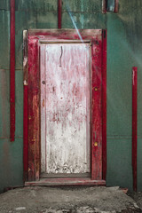 Boarded door on abandoned building