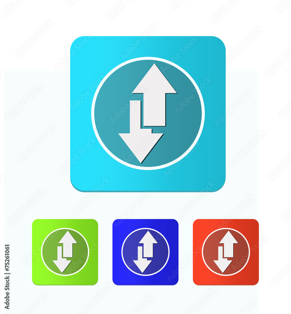 Poster set of colored icons with arrows up and down