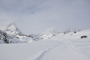 Zermatt, Bergdorf, Alpen, Wallis, Riffelberg, Winter, Schweiz