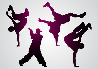 Breakdancers  black silhouettes