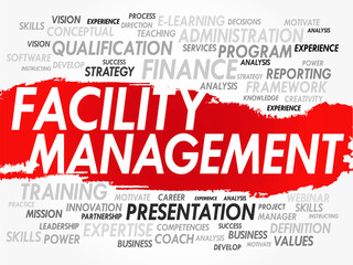 Word cloud of Facility Management related items, vector
