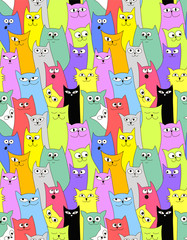 Cats. Seamless funny background
