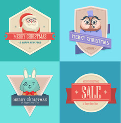 Christmas hipster animals. Sale card.