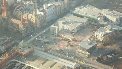 Aerial view of the Federation Square in Melbourne, Australia