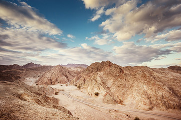 desert landscape. Negev desert in Israel. - obrazy, fototapety, plakaty