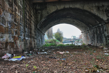 Under bridge,place where live homeless