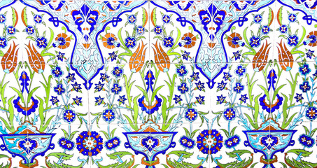 traditional turkish floral ornament on tiles