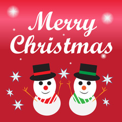 Merry Christmas lettering with two snowman
