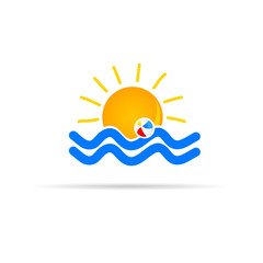 Fototapeta na wymiar sun icon with beach ball color vector