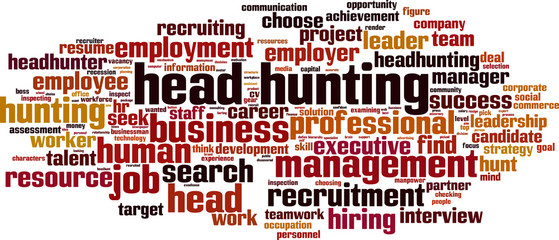 Head hunting word cloud concept. Vector illustration