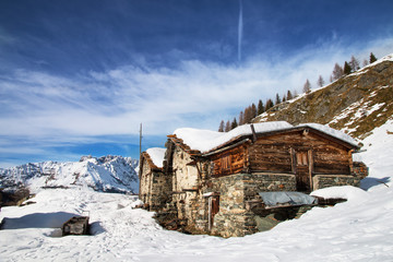 Naklejka premium typical chalet in italian alps