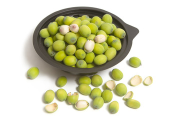 Green Lotus seeds in the bowl