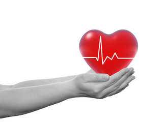 Human hand with heart