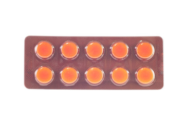 Medicine tablet in brown blister pack