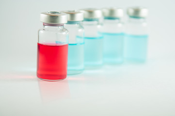 Red liquid in injection vials