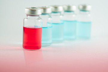 Red liquid in injection vials