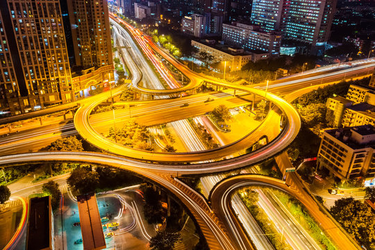 city highway interchange closeup at night © chungking