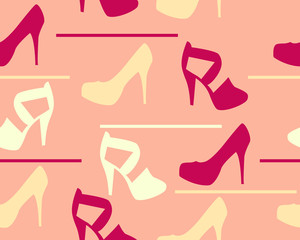 Background shoes and sandals. Vector seamless