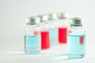 Blue liquid in injection vials