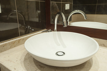 Sink on counter top in bathroom