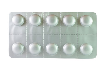 Aluminum blister pack on white